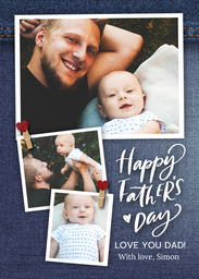 5x7 Greeting Card, Glossy, Blank Envelope with Love you Dad Denim design