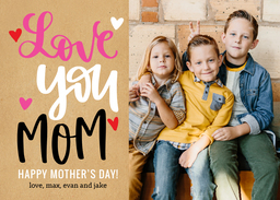 5x7 Cardstock, Blank Envelope with Love You Mom design