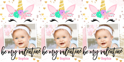 4x8 Greeting Card, Glossy, Blank Envelope with Unicorn Valentine design