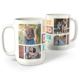 White Photo Mug, 15oz with Best Dad Ever Collage design