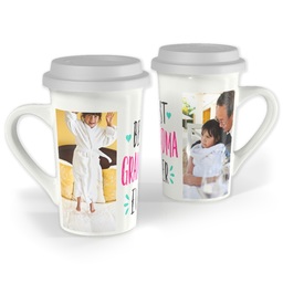 Premium Grande Photo Mug with Lid, 16oz with Best Grandma Ever Brights design