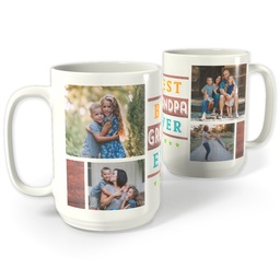 White Photo Mug, 15oz with Best Grandpa Ever Collage design