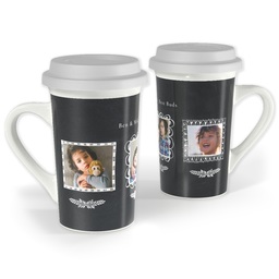 Premium Grande Photo Mug with Lid, 16oz with Chalkboard Framed Photos design