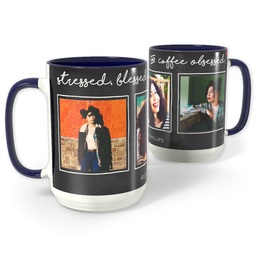 Blue Photo Mug, 15oz with Coffee Obsessed design