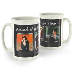 Bistro Photo Mug, 18oz with Coffee Obsessed design