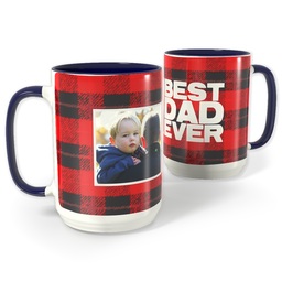 Blue Photo Mug, 15oz with Cozy Flannel Dad design