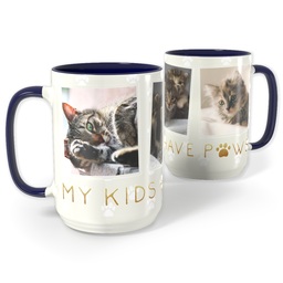 Blue Photo Mug, 15oz with Furry Cuddly Family design