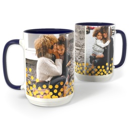 Blue Photo Mug, 15oz with Gold Confetti design
