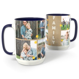Blue Photo Mug, 15oz with Gold Confetti with Canvas design