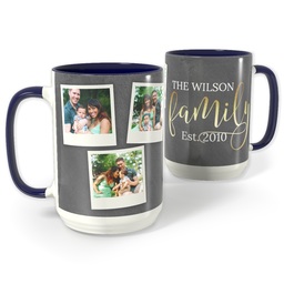 Blue Photo Mug, 15oz with Golden Family design