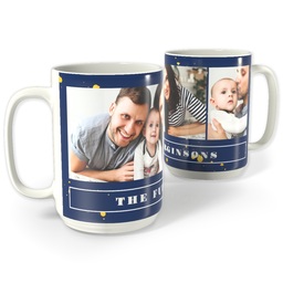 White Photo Mug, 15oz with Golden Splatters design