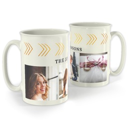 Bistro Photo Mug, 18oz with Gold Triangle Details design
