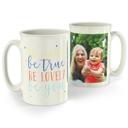 Bistro Photo Mug, 18oz with Happiness Is Unique design