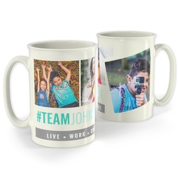 Bistro Photo Mug, 18oz with #TeamFamily design