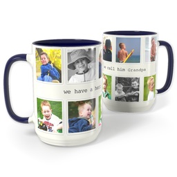 Blue Photo Mug, 15oz with Hero Grandpa Collage design