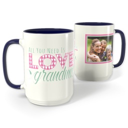 Blue Photo Mug, 15oz with Love and Grandma design
