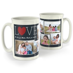 Bistro Photo Mug, 18oz with Love Collage design