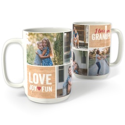 White Photo Mug, 15oz with Love Grandpa design