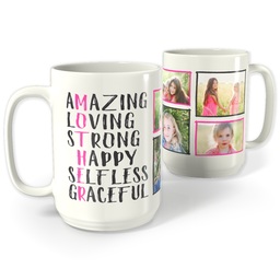 White Photo Mug, 15oz with Mother design