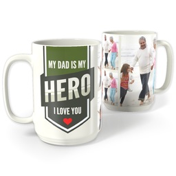 White Photo Mug, 15oz with My Hero design