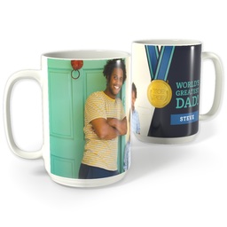 White Photo Mug, 15oz with Winning Dad design