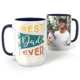 Blue Photo Mug, 15oz with Best Dad Flag design