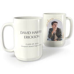 White Photo Mug, 15oz with Captivating Tassel design