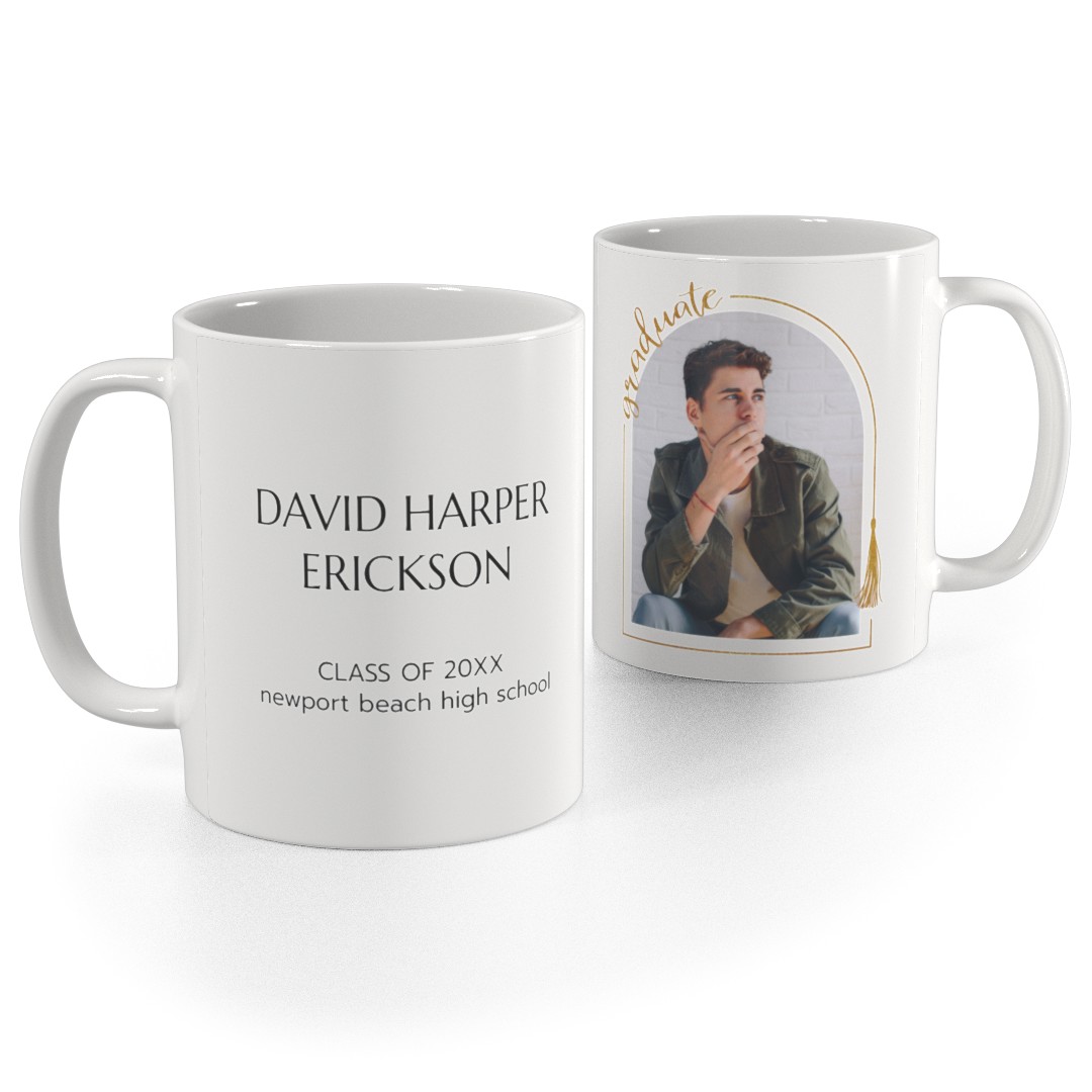 Personalized ceramic coffee mug for late-night study sessions.