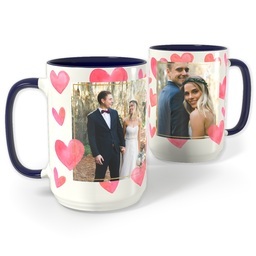 Blue Photo Mug, 15oz with Cascading Hearts design