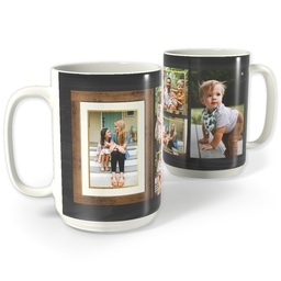 White Photo Mug, 15oz with Christmas Collage Frame design