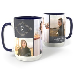 Blue Photo Mug, 15oz with Rippled Diamond design