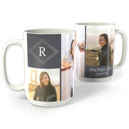 White Photo Mug, 15oz with Rippled Diamond design