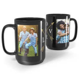 Black Ceramic Mug, 15oz with Arrow Love design