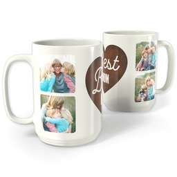 White Photo Mug, 15oz with Best Mom Heart design