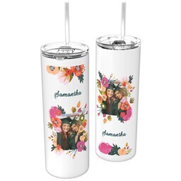 Personalized Tumbler with Straw with Bright Bouquet design