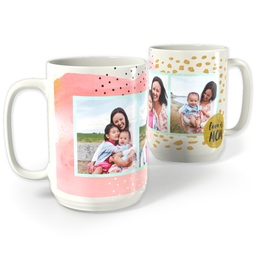 White Photo Mug, 15oz with Dazzle Mom design