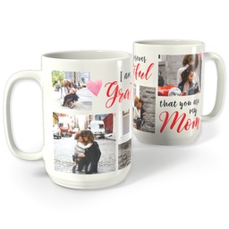 White Photo Mug, 15oz with Grateful Mom design