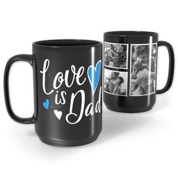 Black Ceramic Mug, 15oz with Hearts Dad design