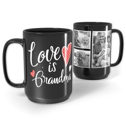 Black Ceramic Mug, 15oz with Hearts Grandma design