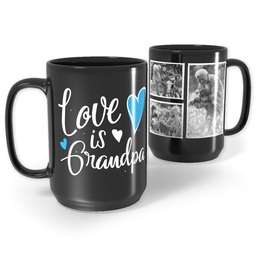 Black Ceramic Mug, 15oz with Hearts Grandpa design