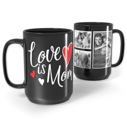 Black Ceramic Mug, 15oz with Hearts Mom design