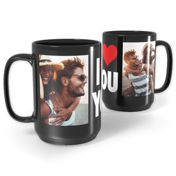 Black Ceramic Mug, 15oz with I Heart You design
