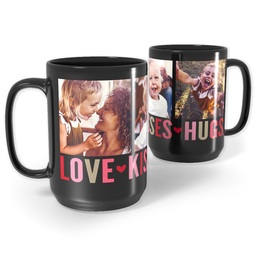 Black Ceramic Mug, 15oz with Love Kisses Hugs design