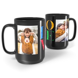 Black Ceramic Mug, 15oz with Love Splatter design