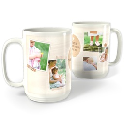White Photo Mug, 15oz with Mom is Home design