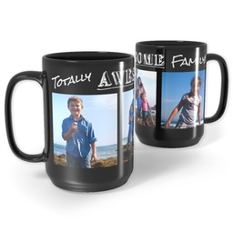 Black Ceramic Mug, 15oz with Totally Awesome Family design