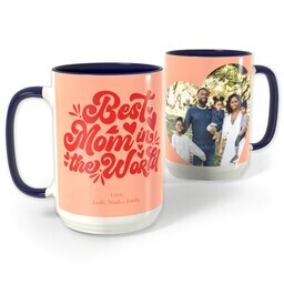 Blue Photo Mug, 15oz with Far Out Mom design