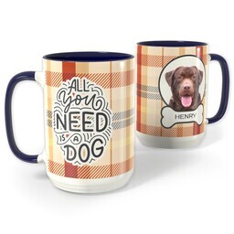 Blue Photo Mug, 15oz with All you Need is a Dog design
