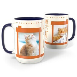 Blue Photo Mug, 15oz with Home is Where My Cat is design