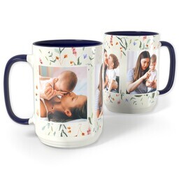 Blue Photo Mug, 15oz with Pastel Garden design
